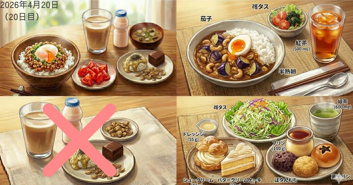 2026年4月20日の食事内容（一部に間違いあり）
