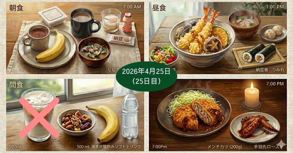 2026年4月25日の食事内容（一部に間違いあり）