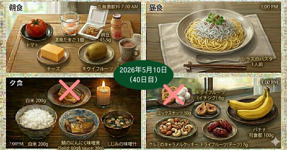 2026年5月10日の食事内容（一部に間違いあり）