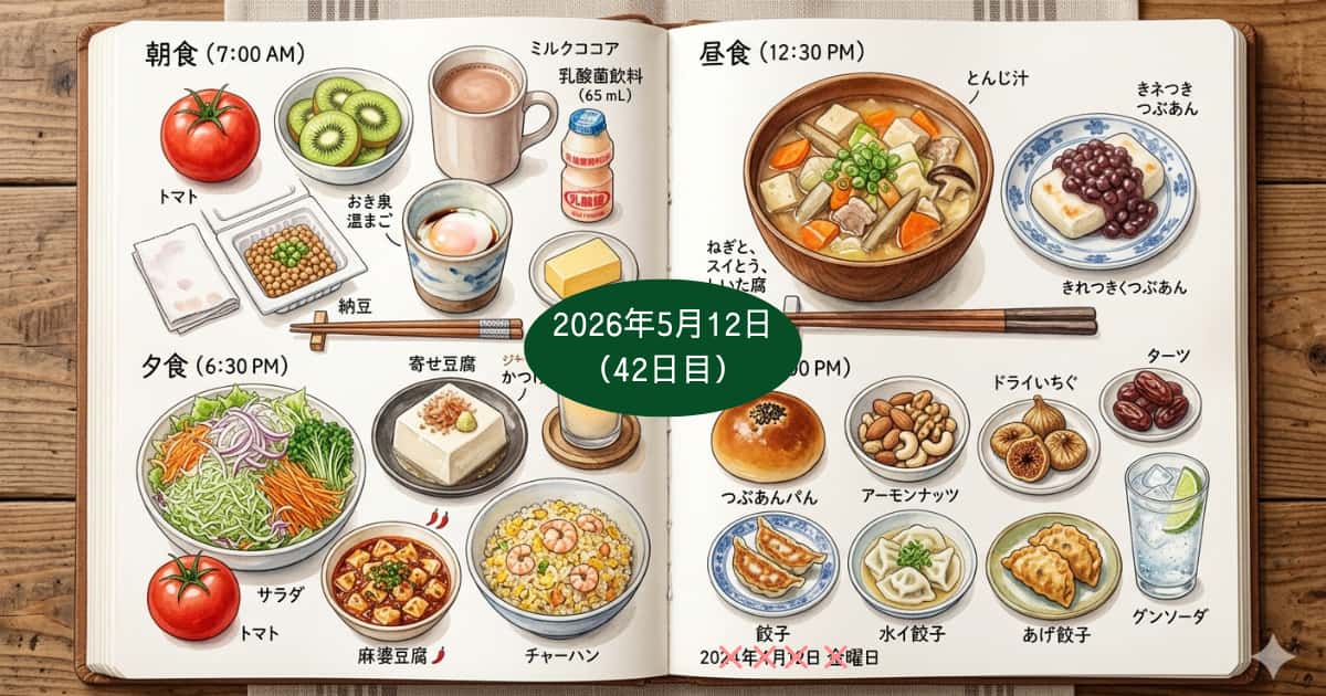 2026年5月12日の食事内容（一部に間違いあり）